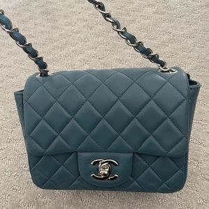 Chanel Square Mini Flap - Blue/Silver